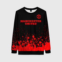 Свитшот женский Manchester United - red gradient посередине, цвет: 3D-черный