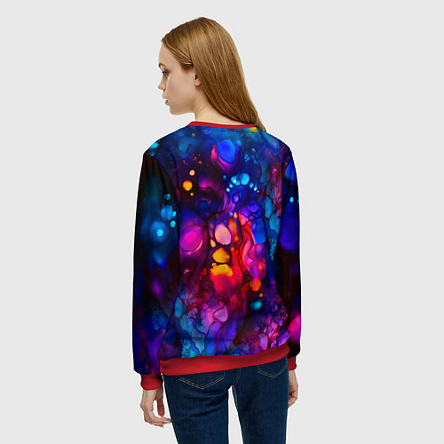 Женский свитшот Кислотный волк / 3D-Красный – фото 4