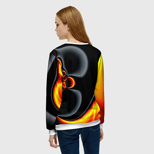 Женский свитшот Фрактальный узор абстракция / 3D-Белый – фото 4