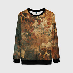 Свитшот женский Грязный гранж с черепами, цвет: 3D-черный