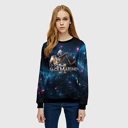Свитшот женский Warhammer 40000 space marine 2 ультрамарин в броне, цвет: 3D-черный — фото 2