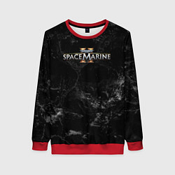 Свитшот женский Warhammer 40000 space marine 2 black logo, цвет: 3D-красный