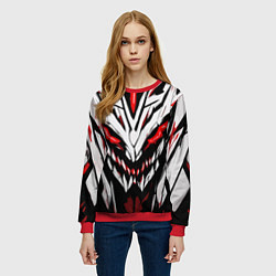 Свитшот женский Красное абстрактное лицо монстра, цвет: 3D-красный — фото 2