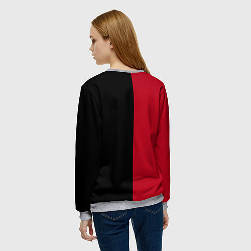Женский свитшот Черно красная тигровая аппликация / 3D-Меланж – фото 4