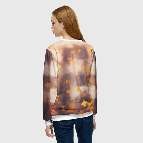 Женский свитшот Лис в клетчатом шарфе / 3D-Белый – фото 4