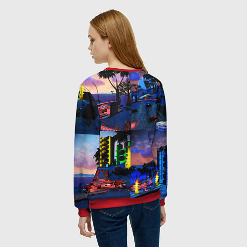 Женский свитшот GTA vice city коллаж / 3D-Красный – фото 4