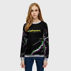 Свитшот женский Cyberpunk storm 2077, цвет: 3D-меланж — фото 2