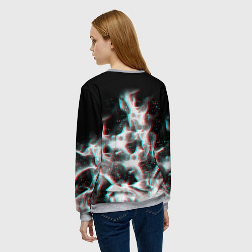 Женский свитшот Огонь глитч текстура / 3D-Меланж – фото 4