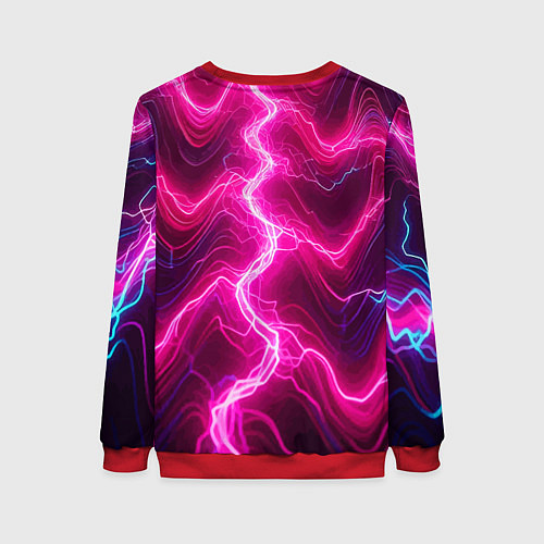Женский свитшот Pink lightnings - ai art fantasy / 3D-Красный – фото 2
