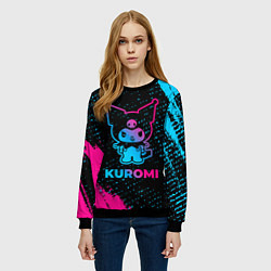 Свитшот женский Kuromi - neon gradient, цвет: 3D-черный — фото 2