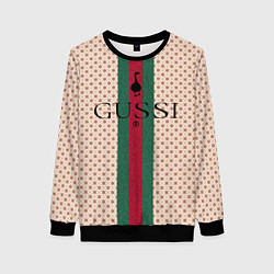 Свитшот женский Гусси - зелено-красная полоса, цвет: 3D-черный