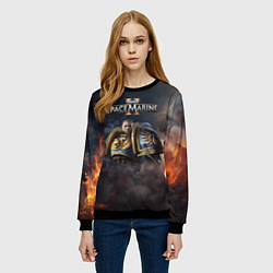 Свитшот женский Captain Titus Warhammer 40000 space marine 2, цвет: 3D-черный — фото 2