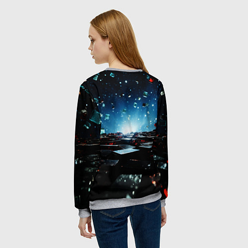 Женский свитшот Warhammer 40000 space marine 2 ультрамарин в броне / 3D-Меланж – фото 4