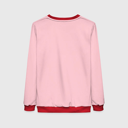 Женский свитшот Гусси - зелено-красная полоса на розовом фоне / 3D-Красный – фото 2