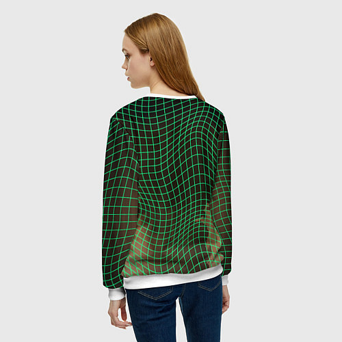 Женский свитшот Тыквенный Джек в неоновой сетке / 3D-Белый – фото 4