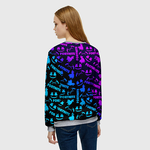 Женский свитшот Фортнайт неон / 3D-Меланж – фото 4