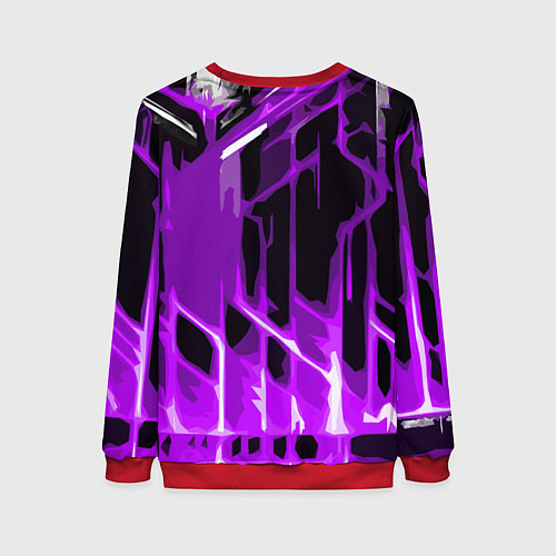 Женский свитшот Abstract purple stripes on a black background / 3D-Красный – фото 2