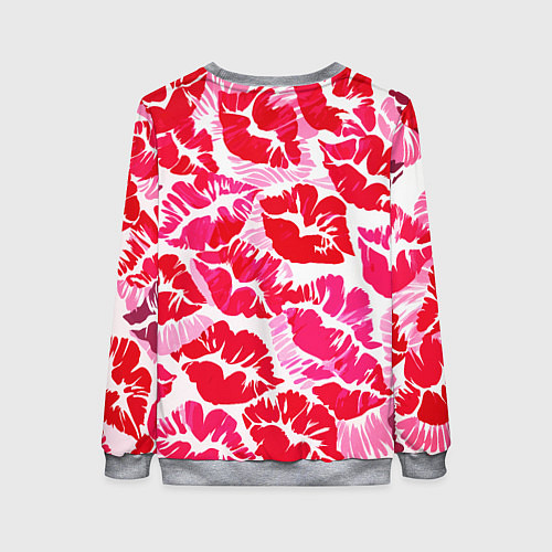 Женский свитшот Девчачьи отпечатки красных губ - подарок любви / 3D-Меланж – фото 2