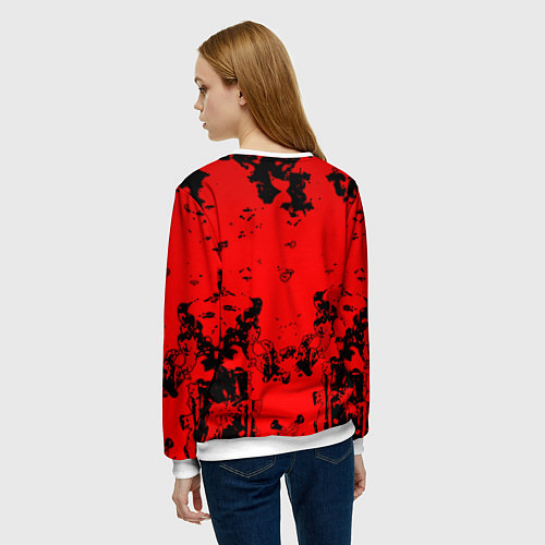 Женский свитшот Among us краски на красном / 3D-Белый – фото 4