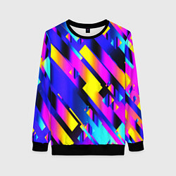Свитшот женский Неоновая геометрия плитка, цвет: 3D-черный