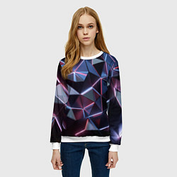 Свитшот женский Неоновые геометрические плиты, цвет: 3D-белый — фото 2