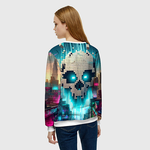 Женский свитшот Minecraft skull - ai art fantasy / 3D-Белый – фото 4