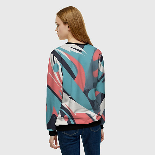 Женский свитшот Граффити в пастельных тонах абстракция / 3D-Черный – фото 4