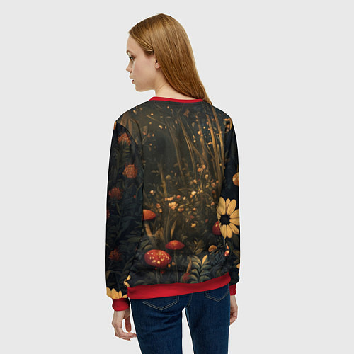 Женский свитшот Красная панда в лесной чаще - милая / 3D-Красный – фото 4