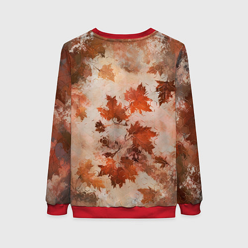 Женский свитшот Осенний лис в шарфе / 3D-Красный – фото 2