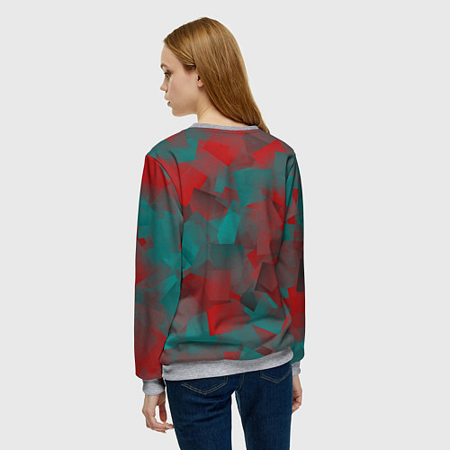 Женский свитшот Зелено-красный калейдоскоп / 3D-Меланж – фото 4