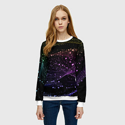 Свитшот женский Неоновые светящиеся линии и точки, цвет: 3D-белый — фото 2