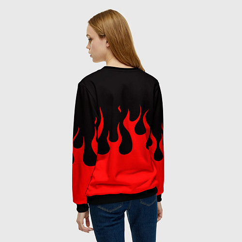 Женский свитшот Linkin park logo fire / 3D-Черный – фото 4