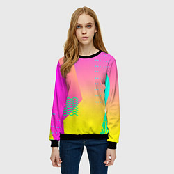 Свитшот женский Неоновая геометрия градиент, цвет: 3D-черный — фото 2