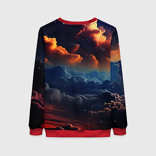 Женский свитшот Разноцветные акварельные облака / 3D-Красный – фото 2