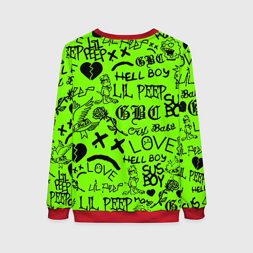 Женский свитшот Lil Peep кислотный паттерн / 3D-Красный – фото 2