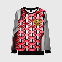 Свитшот женский Россия герб сетка метала, цвет: 3D-черный