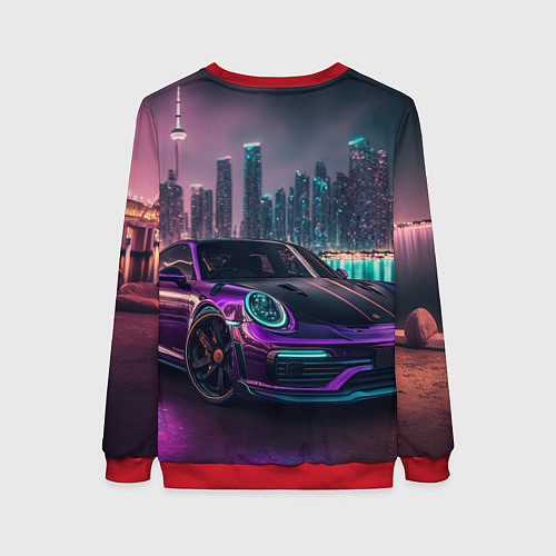 Женский свитшот Porshe night city / 3D-Красный – фото 2