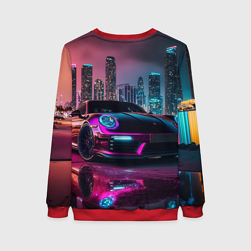 Женский свитшот Porshe night city / 3D-Красный – фото 2