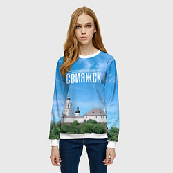 Свитшот женский Град Свияжск музей-заповедник, цвет: 3D-белый — фото 2