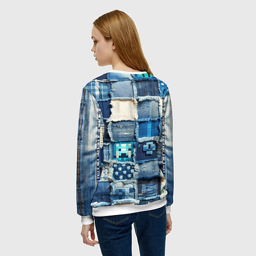 Женский свитшот Пэчворк из Minecraft / 3D-Белый – фото 4