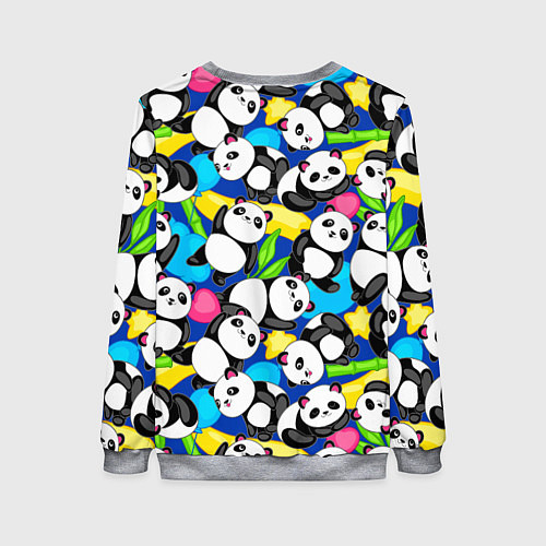 Женский свитшот Панды цветной паттерн / 3D-Меланж – фото 2