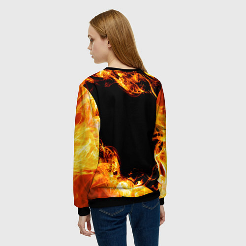 Женский свитшот Король и Шут и пылающий огонь / 3D-Черный – фото 4