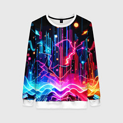Свитшот женский Neon fantasy - ai art, цвет: 3D-белый