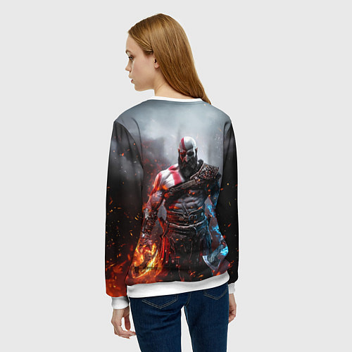 Женский свитшот God of War Кратос / 3D-Белый – фото 4