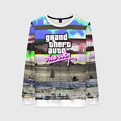 Свитшот женский Vice city glitch, цвет: 3D-белый