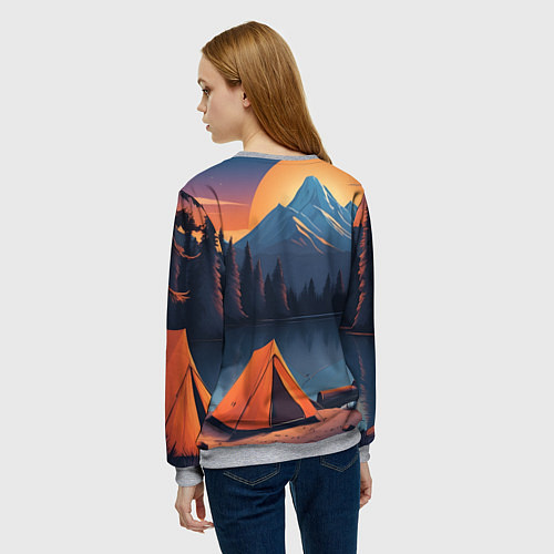 Женский свитшот Палатка на берегу озера / 3D-Меланж – фото 4