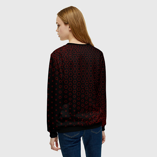 Женский свитшот Символ Stumble Guys и краска вокруг на темном фоне / 3D-Черный – фото 4