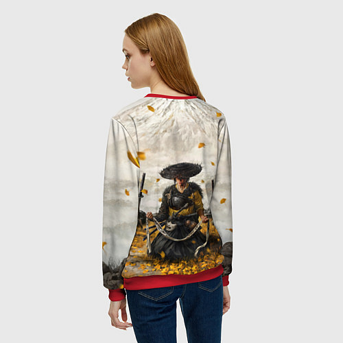 Женский свитшот Ацу из Ghost of Yotei / 3D-Красный – фото 4
