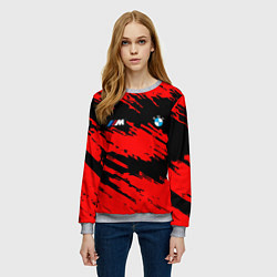 Свитшот женский BMW красные краски текстура, цвет: 3D-меланж — фото 2