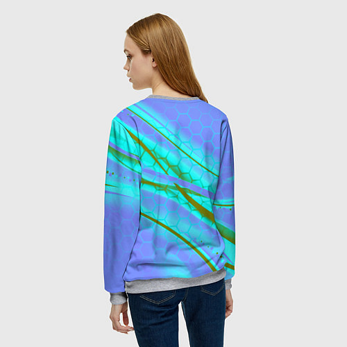 Женский свитшот GTA 6 неоновые соты геометрия / 3D-Меланж – фото 4